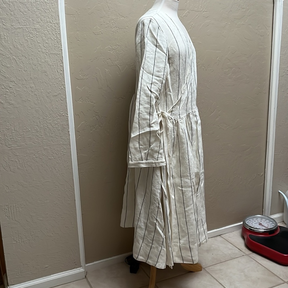 Sondeflor Son de Flor Linen Wrap Dress in Sonata Stripe, L - Picture 5 of 16